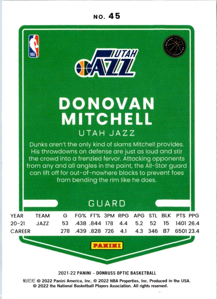 2021 Donruss Optic Blue Donovan Mitchell