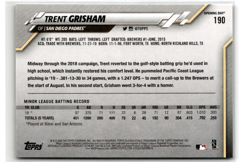 2020 Topps Opening Day Trent Grisham