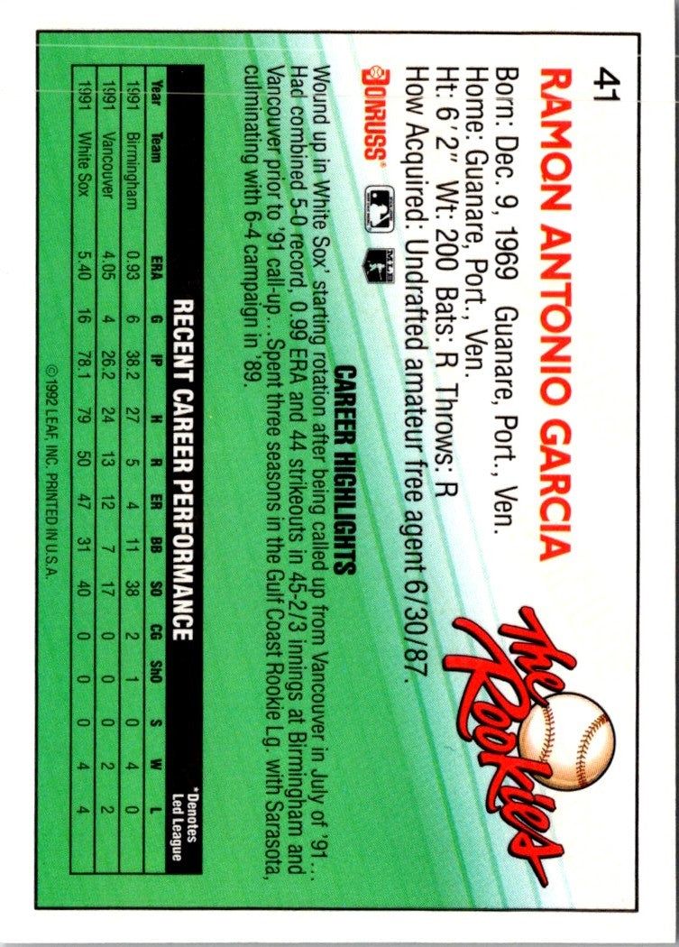 1992 Donruss The Rookies Ramon Garcia