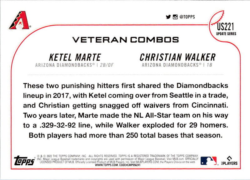 2022 Topps Update Desert Cool Off (Ketel Marte/Christian Walker)