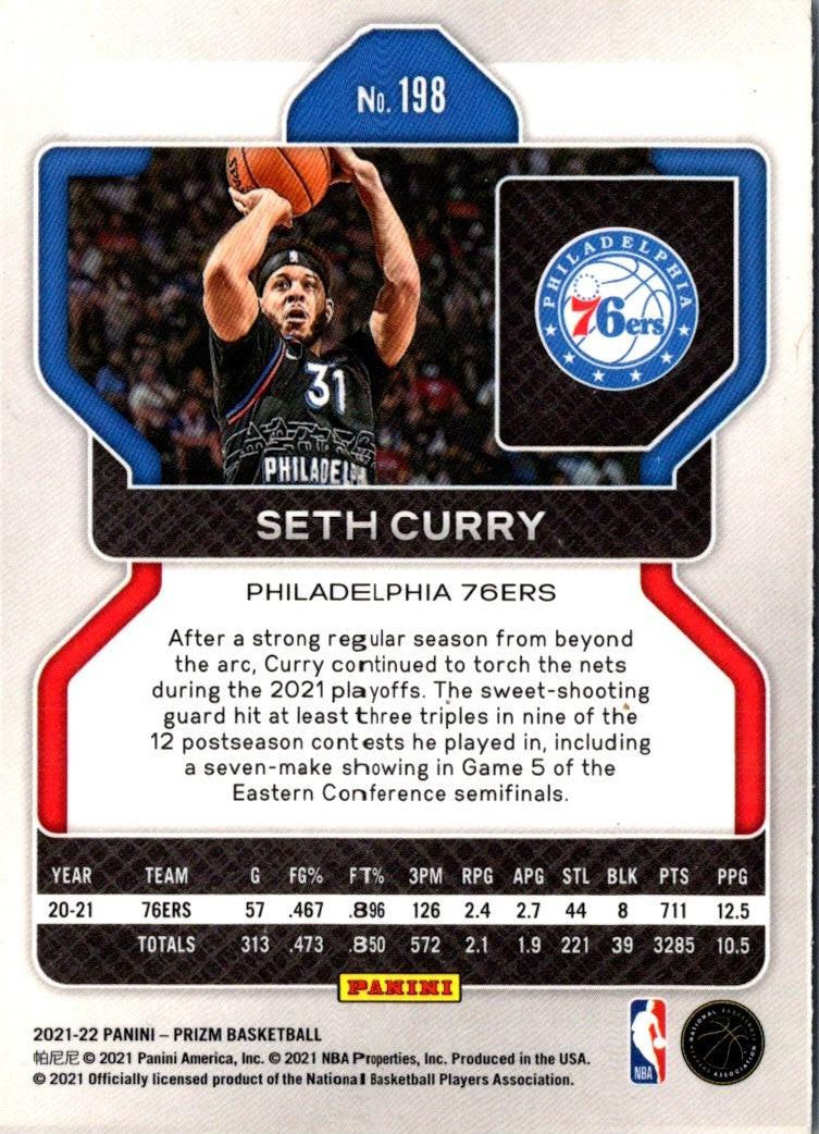 2021 Panini Prizm Blue Seth Curry