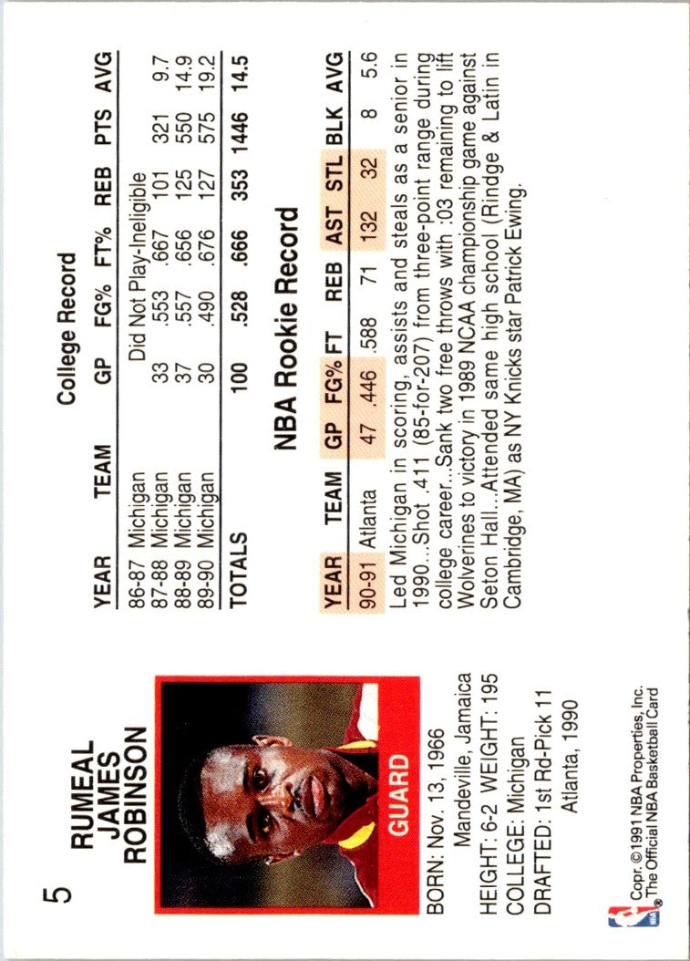 1991 Hoops Rumeal Robinson