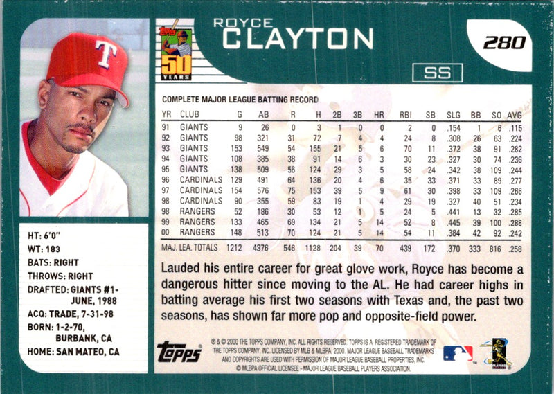 2001 Topps Royce Clayton