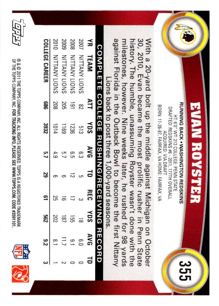 2011 Topps Evan Royster