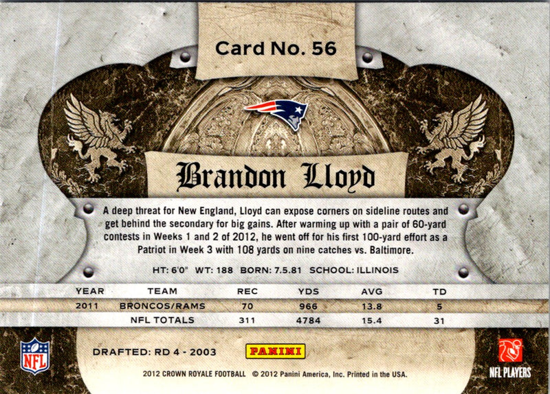 2012 Panini Crown Royale Brandon Lloyd