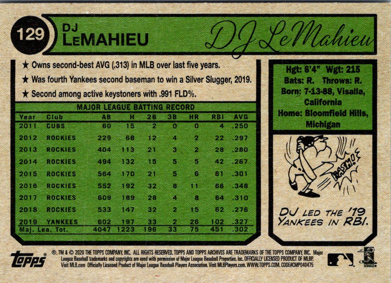 2020 Topps Archives DJ LeMahieu