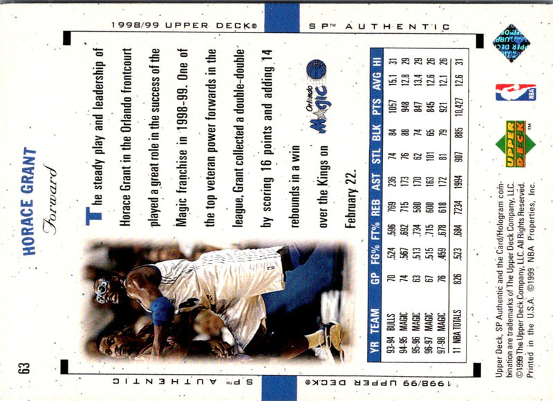 1998 SP Authentic Horace Grant