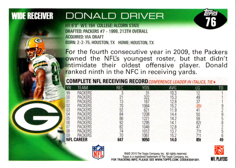 2010 Topps Donald Driver