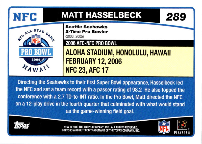 2006 Topps Matt Hasselbeck