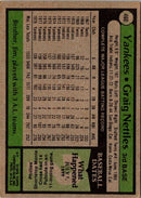 1979 Topps Burger King New York Yankees Graig Nettles