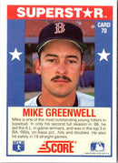 1989 Score Baseball's 100 Hottest Players Mike Greenwell