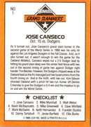 1989 Donruss Leaf Blue Chips Jose Canseco