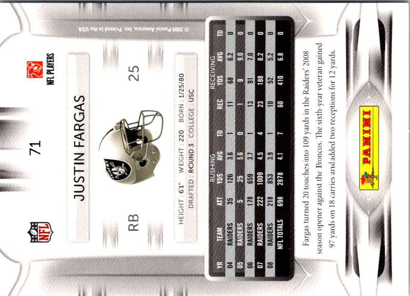 2009 Playoff Prestige Justin Fargas