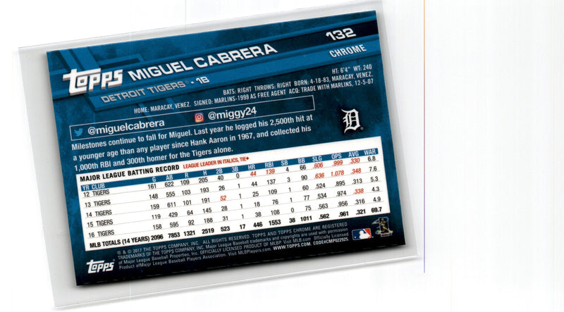2017 Topps Chrome Miguel Cabrera