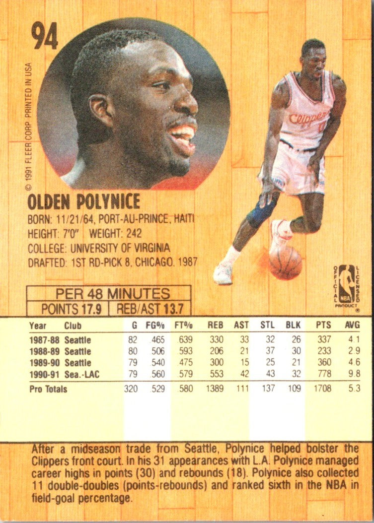 1991 Fleer Olden Polynice