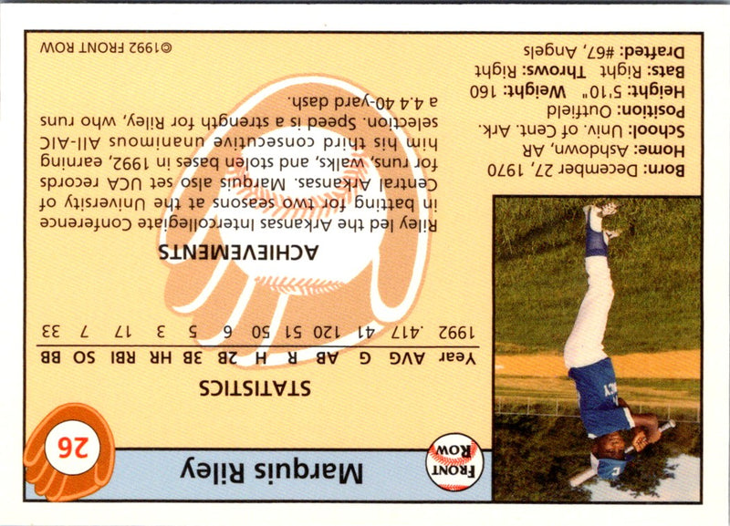1992 Front Row Draft Picks Marquis Riley