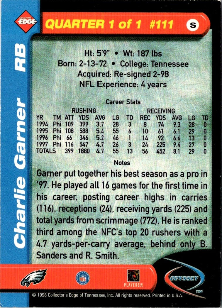 1998 Collector's Edge Odyssey Charlie Garner