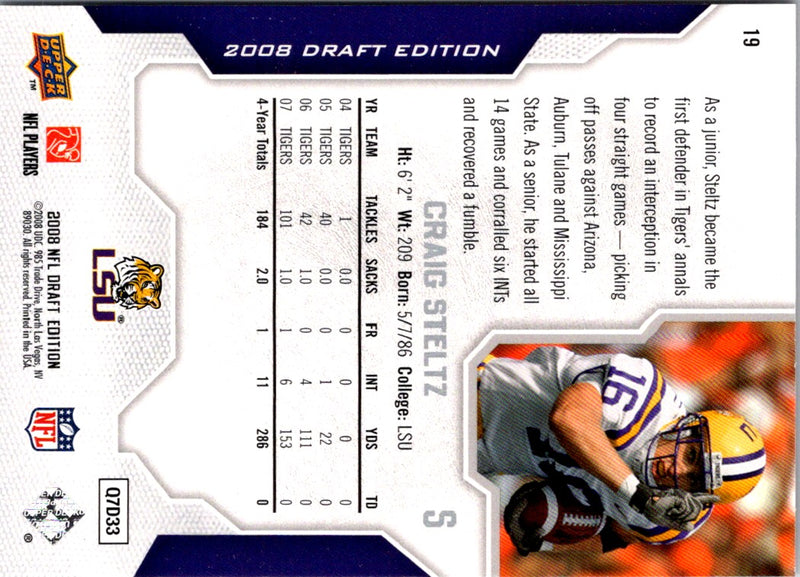 2008 Upper Deck Draft Edition Craig Steltz