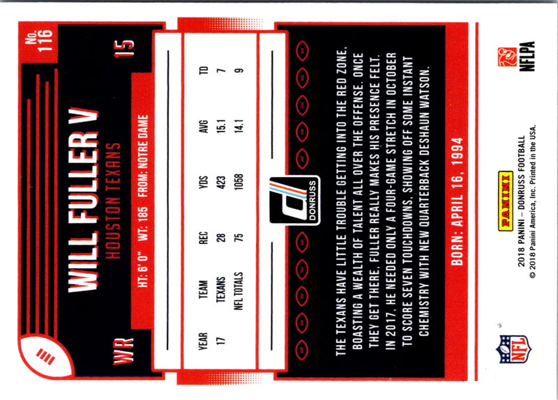 2018 Donruss Will Fuller V