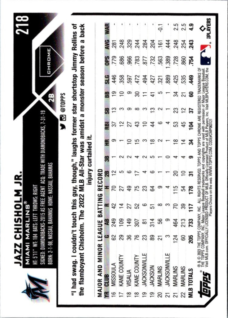 2023 Topps Chrome Jazz Chisholm Jr.