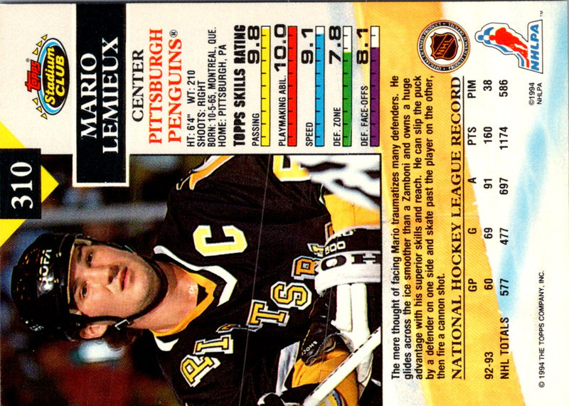 1993 Stadium Club Mario Lemieux