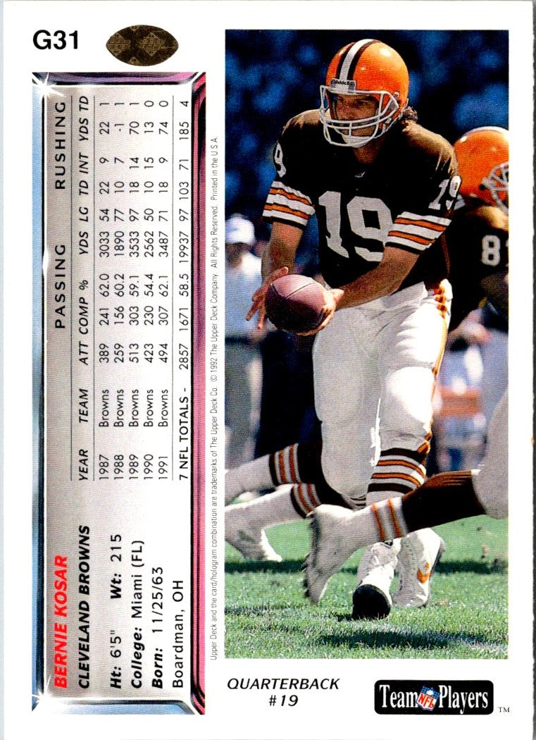 1992 Upper Deck Gold Bernie Kosar