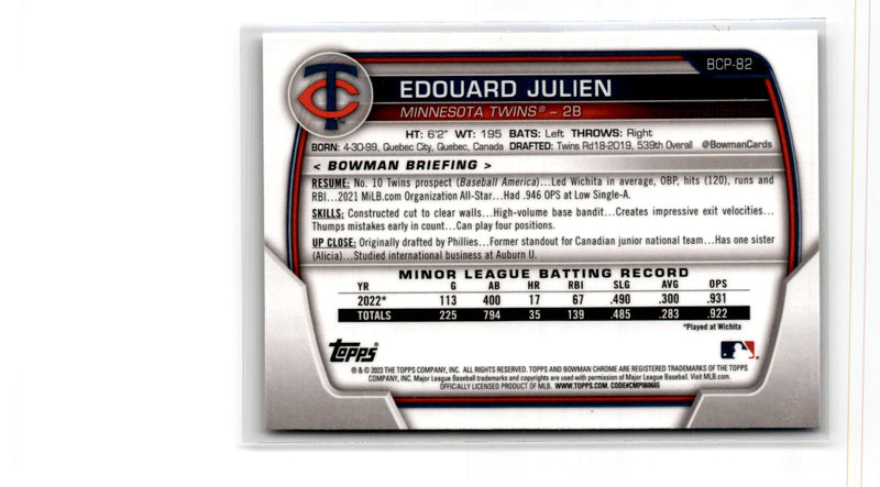 2023 Bowman Chrome Prospects Edouard Julien