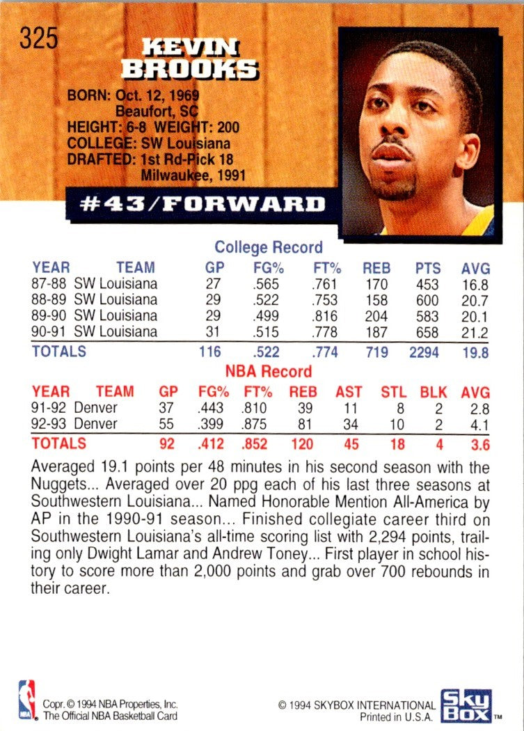 1993 Hoops Kevin Brooks