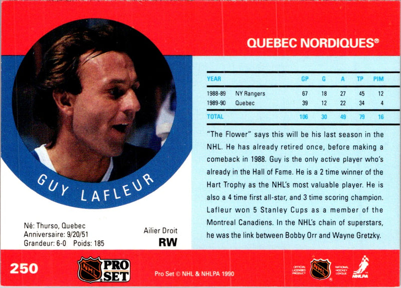 1990 Pro Set Guy Lafleur