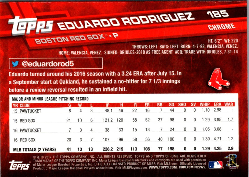 2017 Topps Chrome Prism Refractor Eduardo Rodriguez
