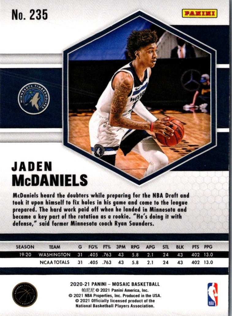 2020 Panini Mosaic Jaden McDaniels