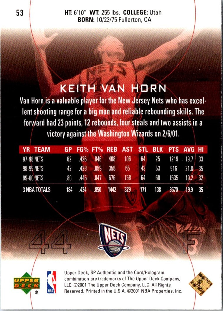 2000 SP Authentic Keith Van Horn