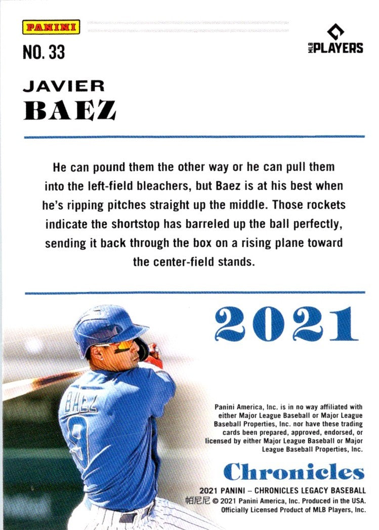 2021 Panini Chronicles Javier Baez