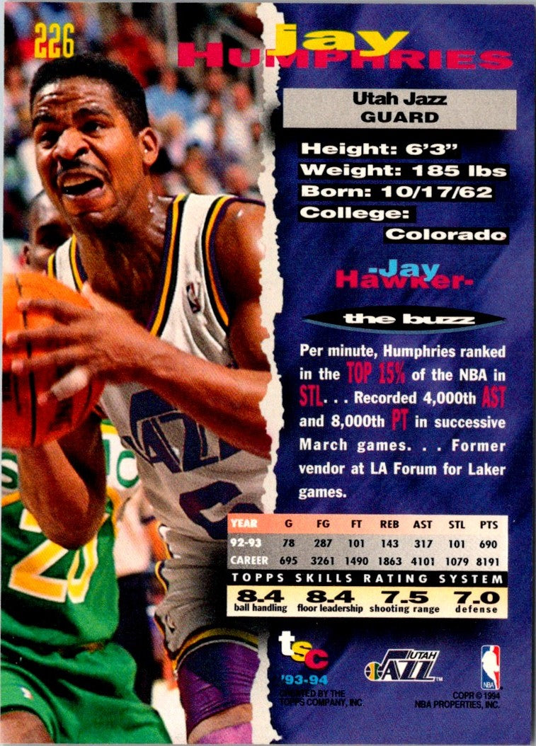 1993 Stadium Club Jay Humphries