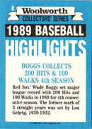 1990 Topps Woolworth Baseball Highlights Wade Boggs