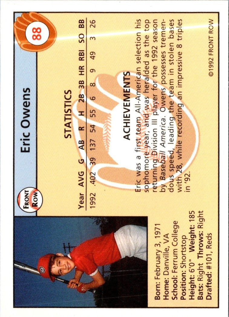 1992 Front Row Draft Picks Eric Owens