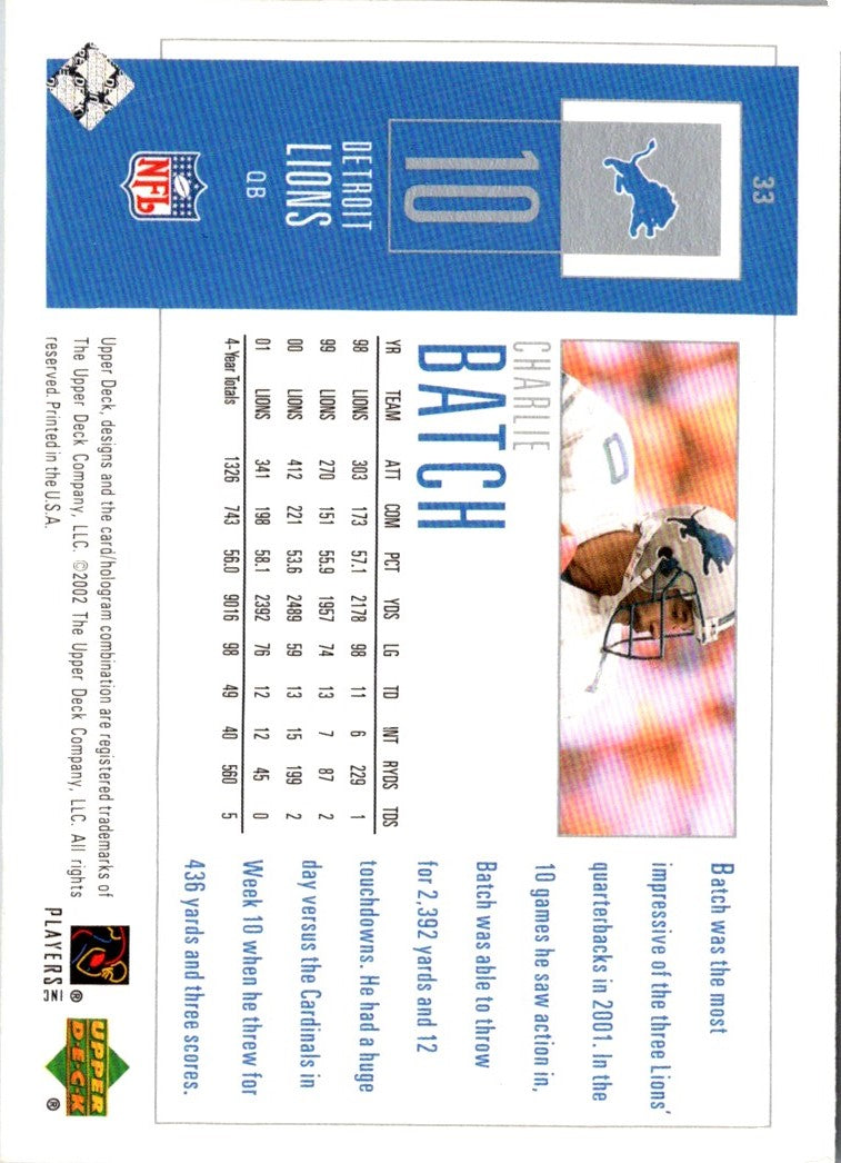 2000 Collector's Edge Odyssey Charlie Batch