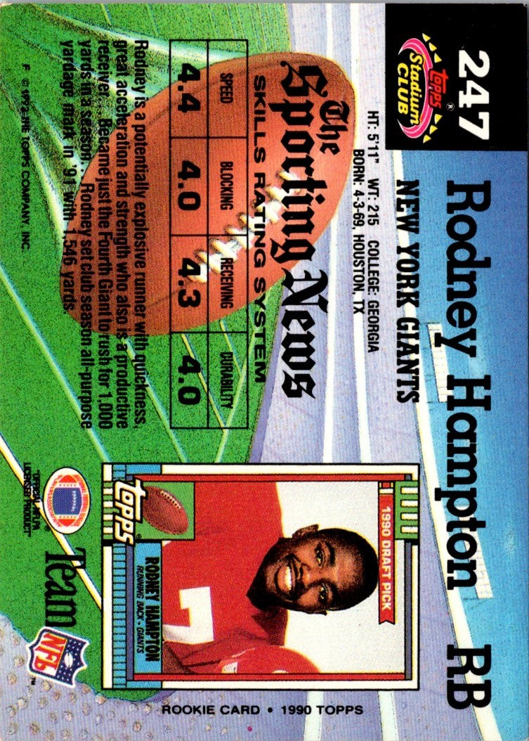 1992 Stadium Club Rodney Hampton