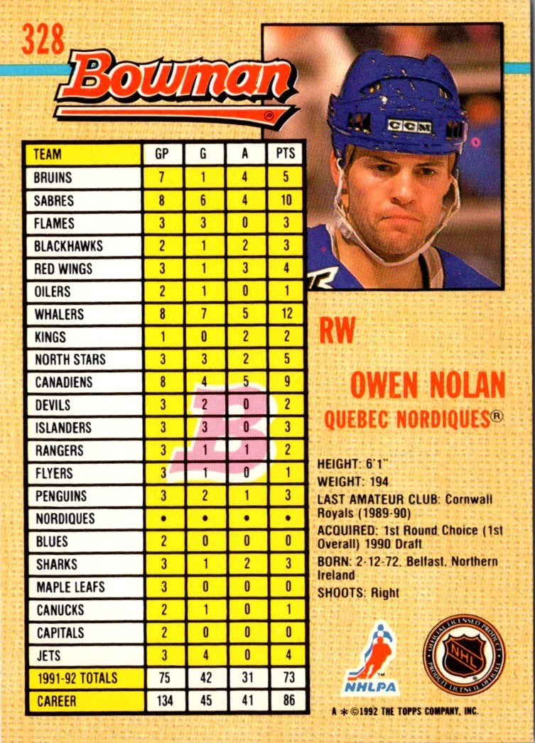 1992 Bowman Owen Nolan