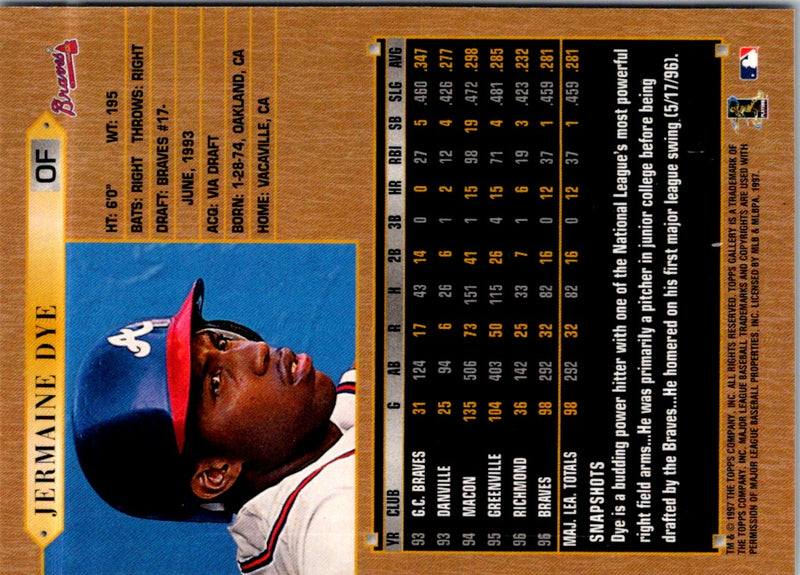 1997 Topps Gallery Jermaine Dye