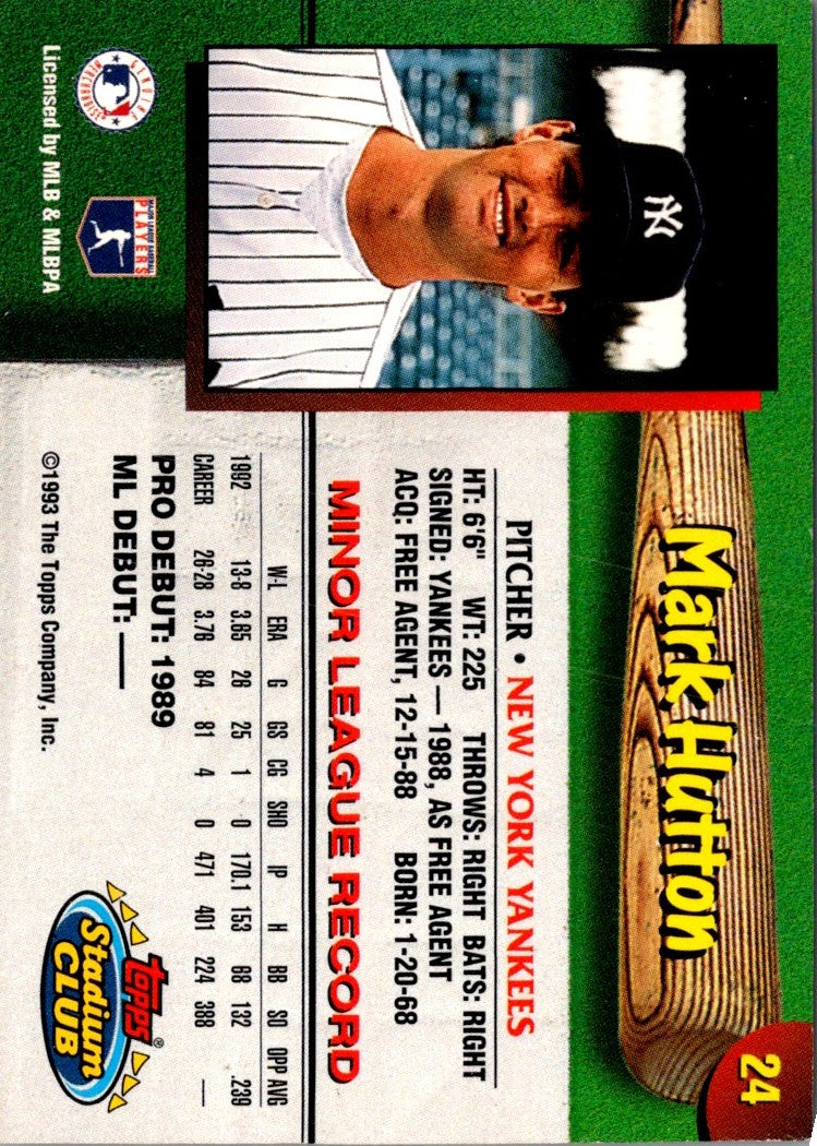 1993 Stadium Club New York Yankees Mark Hutton