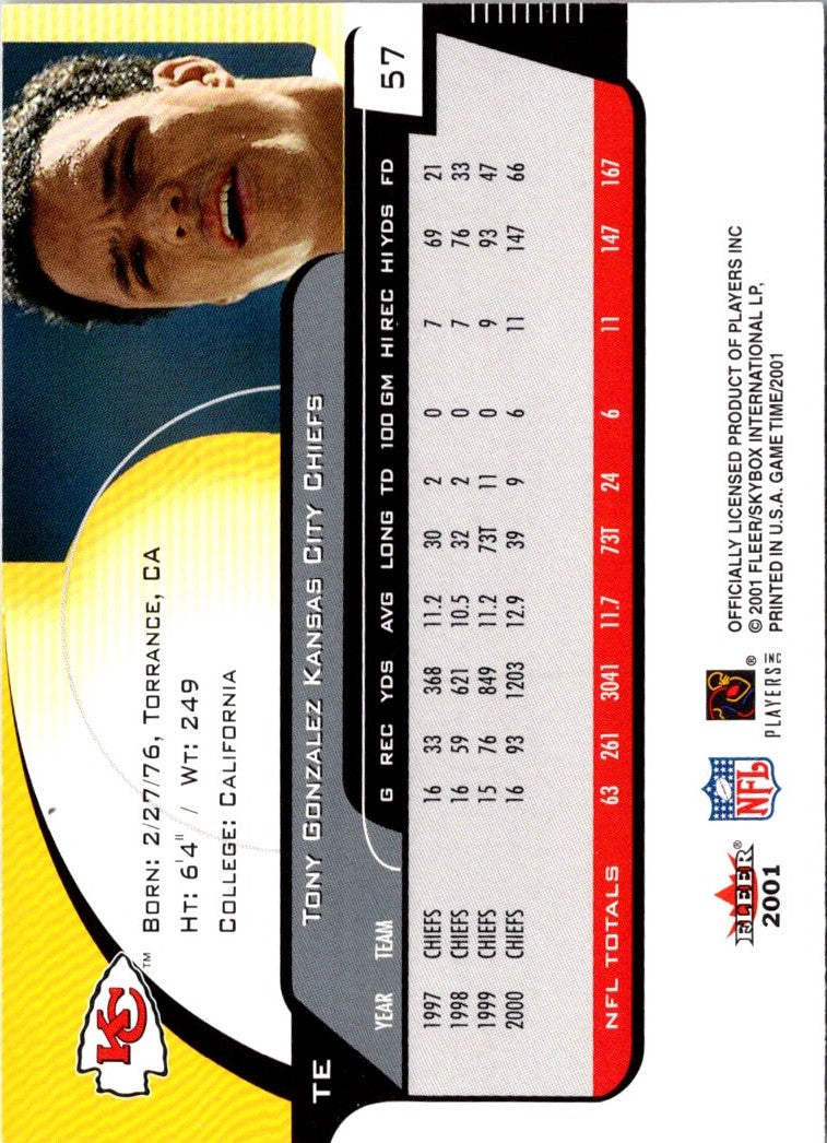 2001 Fleer Game Time Tony Gonzalez