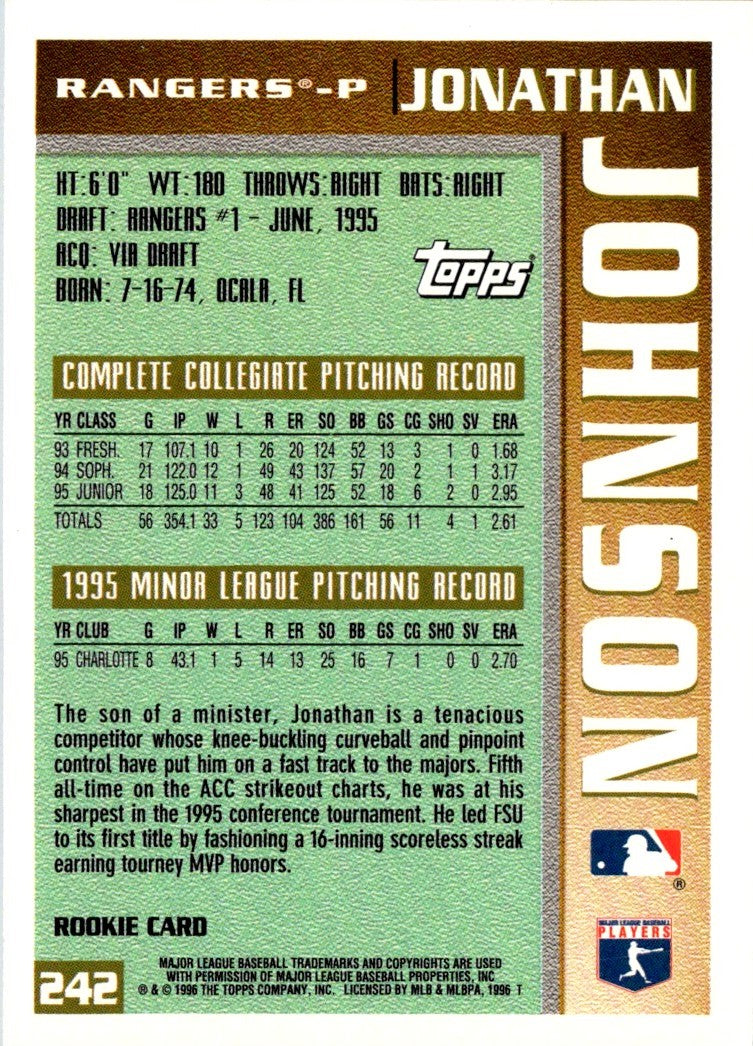 1996 Topps Jonathan Johnson