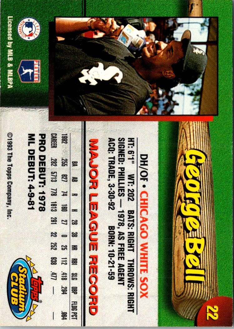 1993 Stadium Club Chicago White Sox George Bell