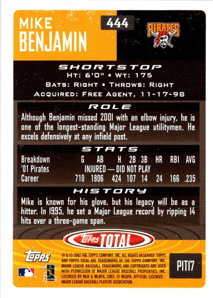 2002 Topps Total Mike Benjamin