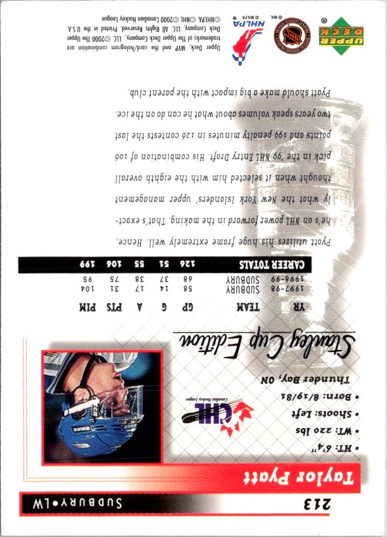 1999 Upper Deck MVP Stanley Cup Silver Script Taylor Pyatt