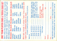 1987 Sportflics Team Logo Trivia Team Season Records #1