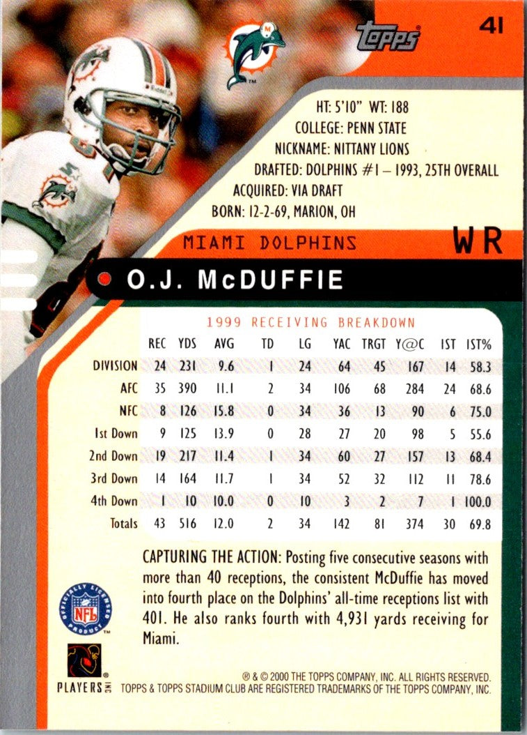 2000 Stadium Club O.J. McDuffie