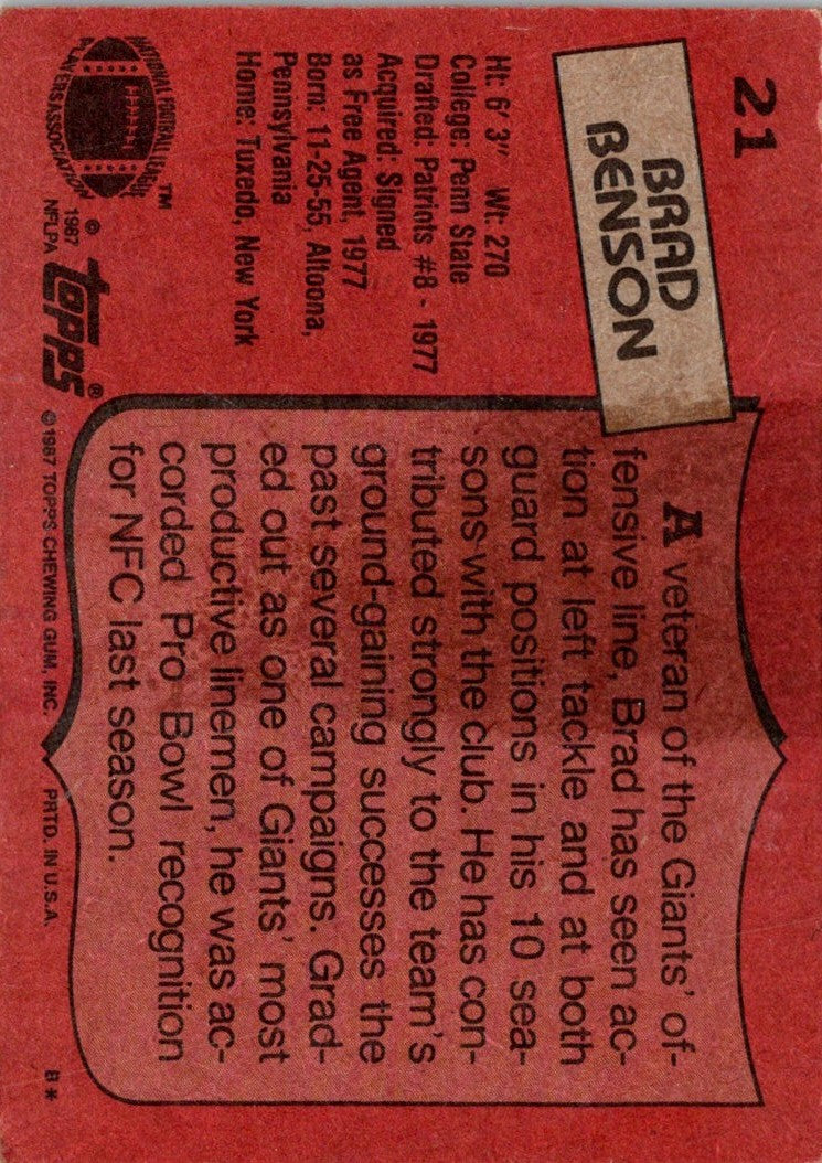 1987 Topps Brad Benson