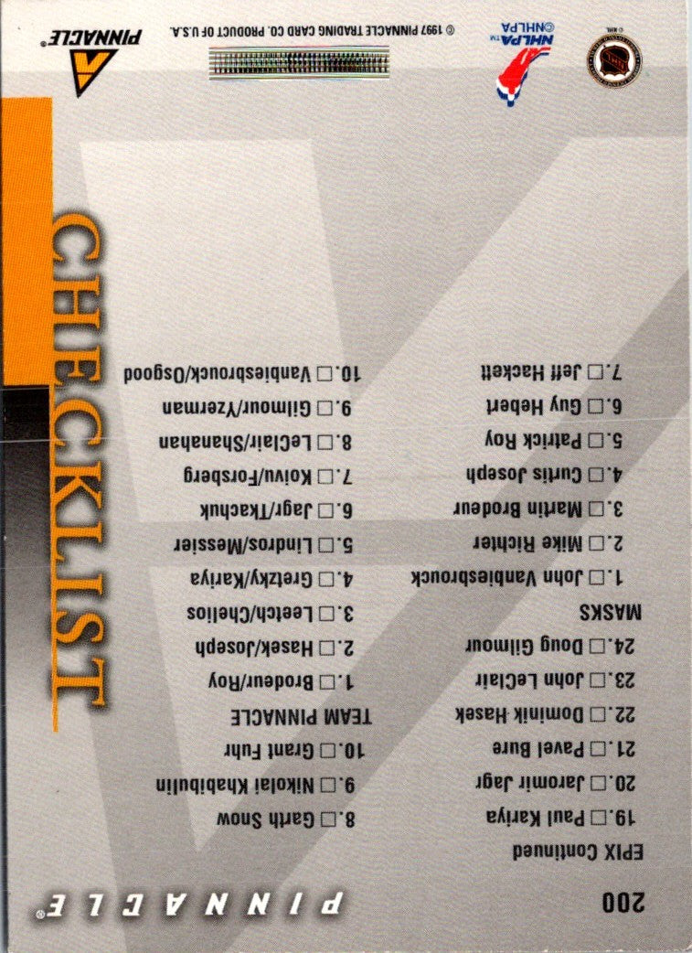 1997 Pinnacle Checklist